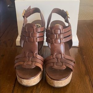 Tory Burch Leslie Brown Strappy Sandals